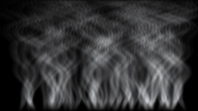 Abstract swirling smoke or steam rising in three sequential frames against a black background