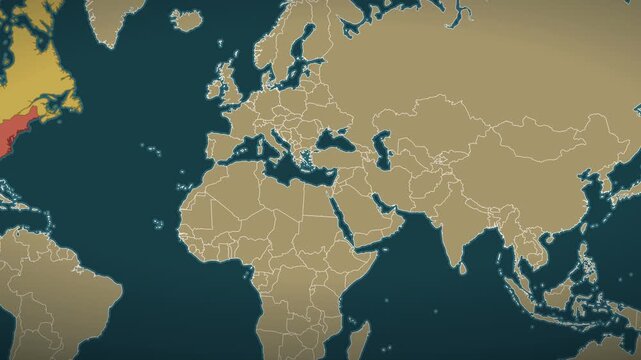 Trade war map with tariff lines and rising percentages