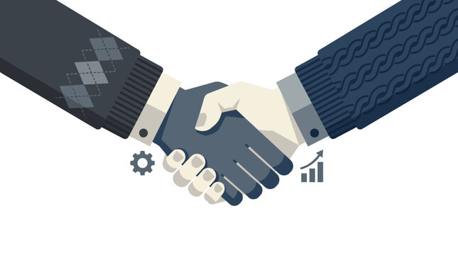 Professional business handshake icon representing a successful partnership and corporate agreement.