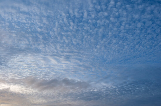 Textured Blue Sky Filled with Small Patterned Clouds
