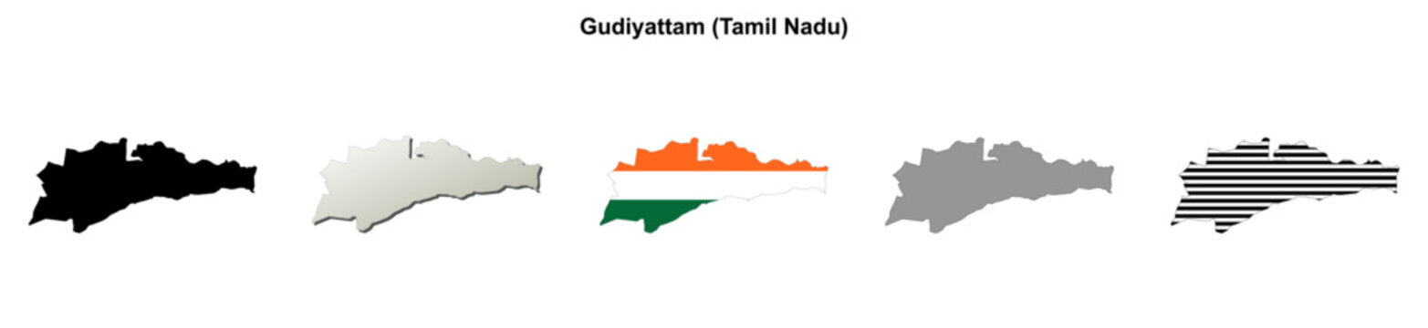 Gudiyattam (Tamil Nadu) blank outline map set