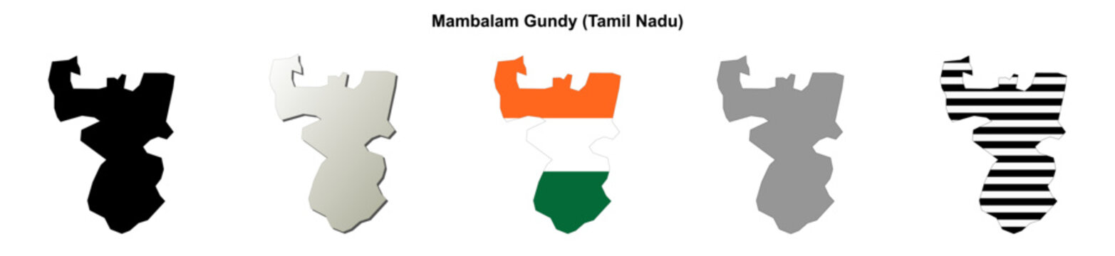 Mambalam Gundy (Tamil Nadu) blank outline map set