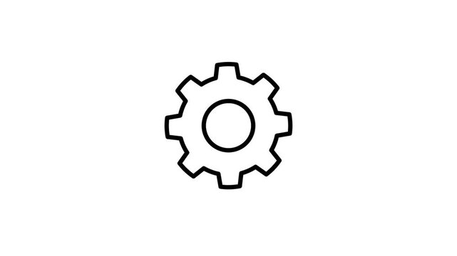 Hand drawn doodle gear rotating on a white background. Simple animated cogwheel loop for business and technology concepts.
