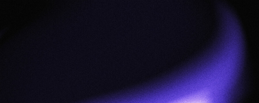 Dark blur purple grainy background blurred glowing ambient arc light on dark backdrop, noise texture header, poster, wallpaper, banner design