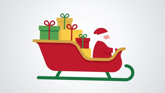 Santa Claus in his Sleigh Full of Gifts Delivering Presents for Christmas Holiday Season