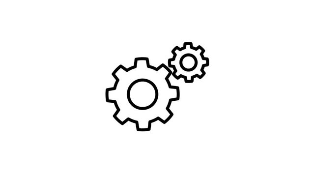 Animated Gear Icons Rotating Seamlessly on White Background.