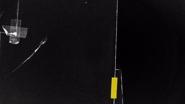 Abstract neon yellow line and square shape graphic animation on black background.