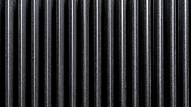 Rows of aluminium radiator fins seen straight on