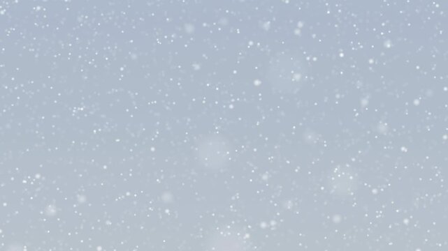 White snow overlay layer isolated on a blue background.  Snowflakes falling Christmas and holiday design. Seamless loop	