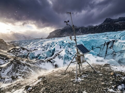 Meteorological Station on Glacier for Climate Monitoring