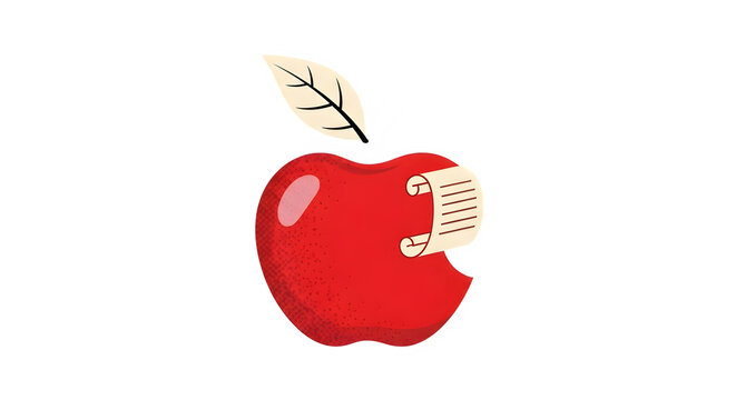 Red apple with a bite taken out of it isolated on transparent background