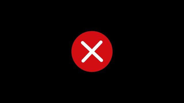 UI close button with red circle shape and white cross symbol with transparent alpha channel 4K
