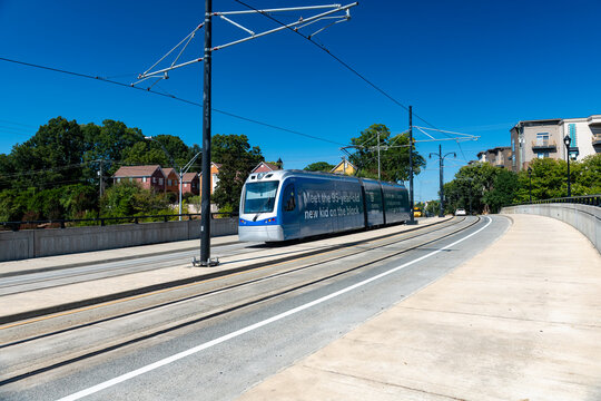 Charlotte Area Transit System, CATS, Lynx Gold Line Streetcar in Uptown Charlotte, NC