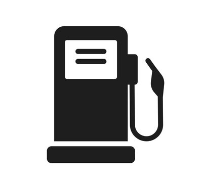 Petrol icon, flat outline in black, vector illustration. Simple design symbol for fuel, gas station, and automotive