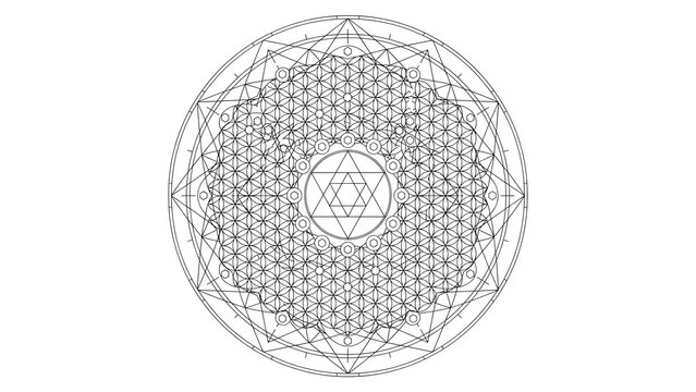 Sacred geometry flower of life mandala isolated on transparent background