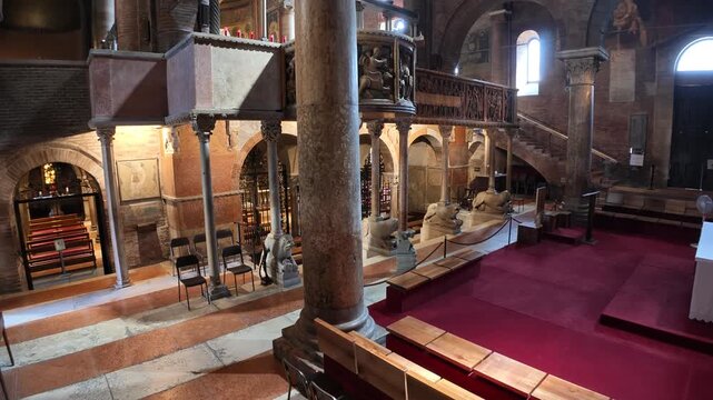 Stunning wideangle view of the Grandiose interior of Modena cathedral, showcasing its architectural beauty and historical significance in Italy of Modena city in Italy