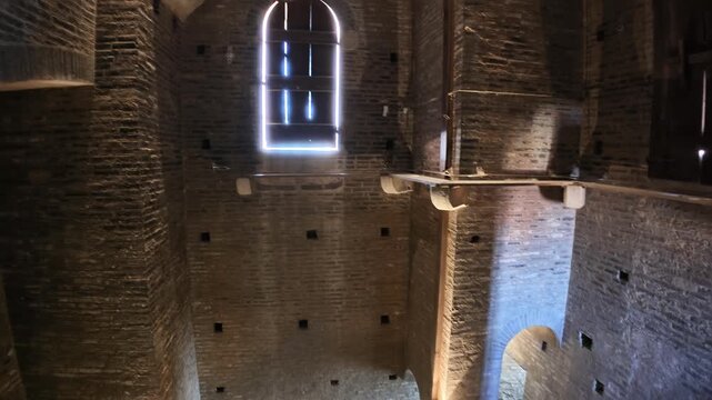 inside Ghirlandina bell tower, symbolizing Modena's medieval past in the heart of its historic downtown area of Modena city in Italy