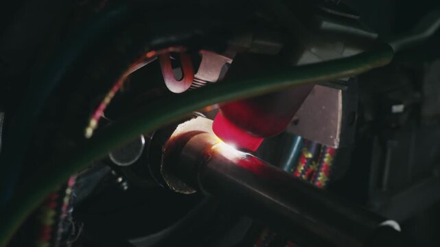 Industrial Welding Machine Working in Metal Production Plant
