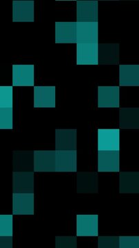 Mosaic pattern animation shifts with pix elated teal squares Digital matrix data blocks move across mosaic pattern animation Abstract cyber technology textures define this pattern animation