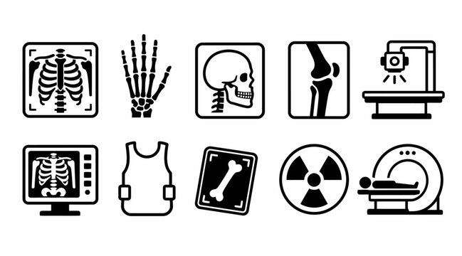 Radiology and x-ray imaging technology icons.