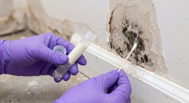 Mold Testing Procedure with Swab and Sample Collection Tube.