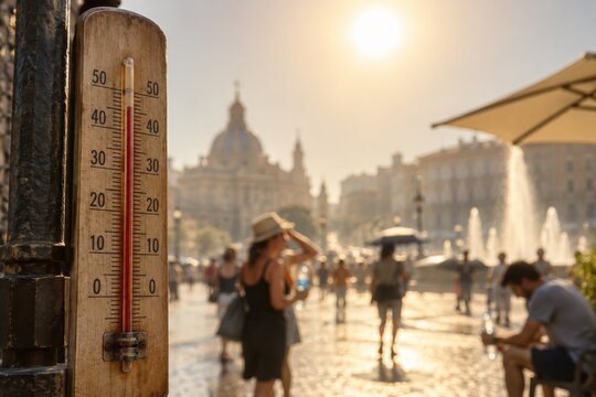 Heatwave in a Hot City Square