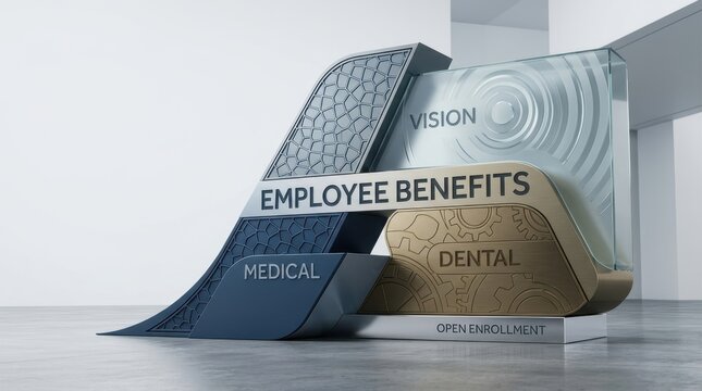 Open Enrollment Employee Benefits Architecture Displaying Medical Dental and Vision Health Insurance Coverage Options