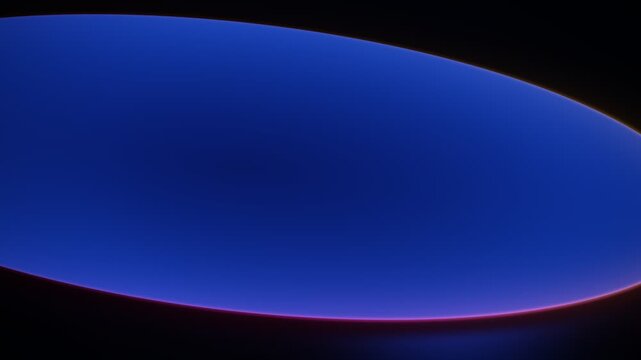 Abstract blue oval shape with glowing pink and orange neon light edges in a dark background loop