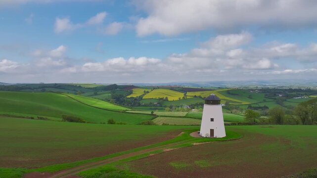 Devon Windmill and Farms from a drone, Torquay, Devon, England, United Kingdom