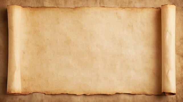 Vintage blank parchment scroll on aged paper background for decorative use Generative AI