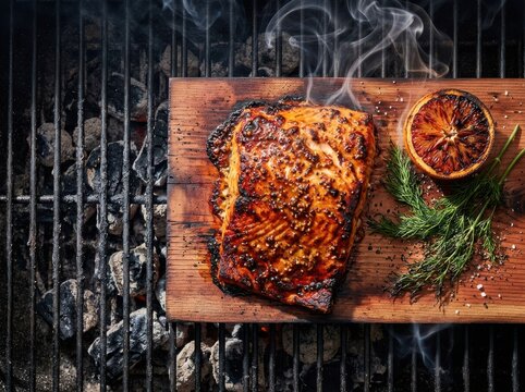 Smoky Grilled Salmon Fillet with Citrus and Herbs