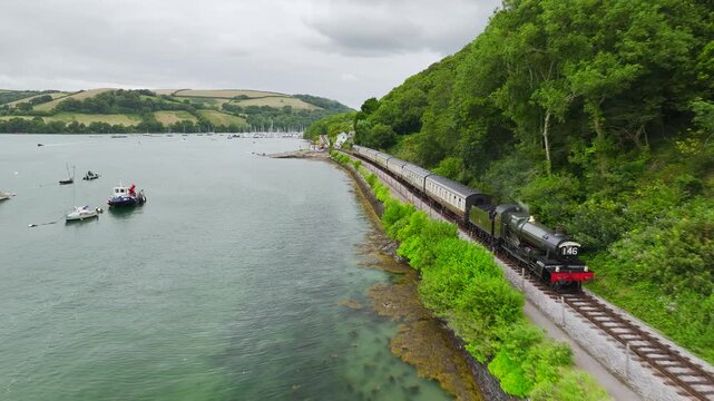 Paignton to Kingswear steam train, Dartmouth Steam Railway, Devon, England, United Kingdom