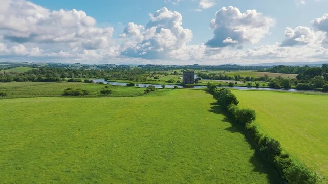 Threave Castle from a drone, Kirkcudbrightshire, Dumfries and Galloway, Scotland, United Kingdom