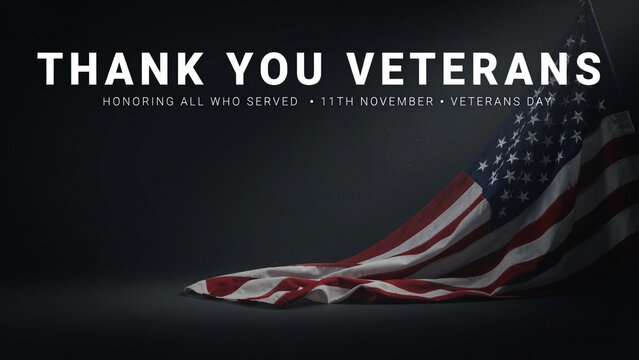 Veterans Day Tribute with American Flag and Thank You Message