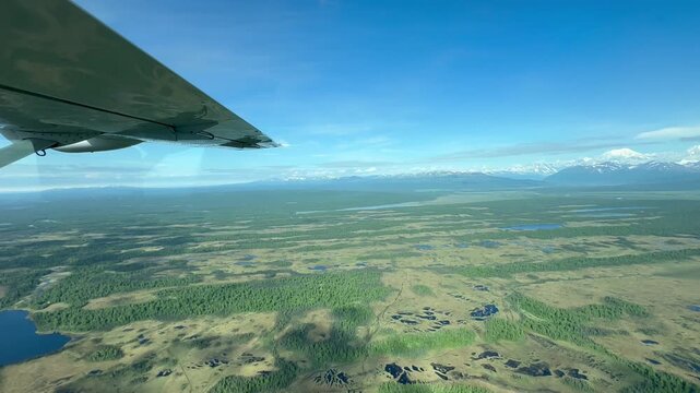 Aerial view, video from the plane, Denali National Park landscape, 6, 195 m, aerial view, Alaska range, Alaska, USA