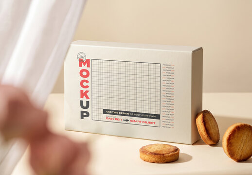Confectionery Gift Box and Pastries Cookies Branding Design Mockup