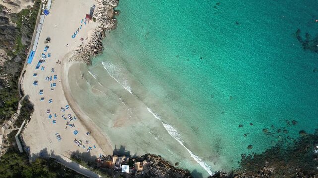 Konnos Beach in Protaras seen from the air, Cyprus, Europe | Aerial view of Konnos Beach in Protaras, Cyprus, Europe
