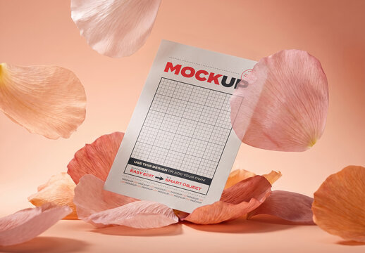 Page Poster Mockup with Flower Petals