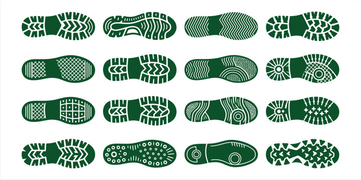 Shoe Print Patterns Collection with Varied Rubber Sole Tread Designs