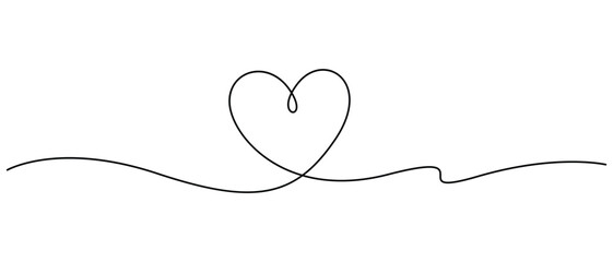 Fototapeta premium Heart continuous line art vector illustration for romantic love and valentine concept