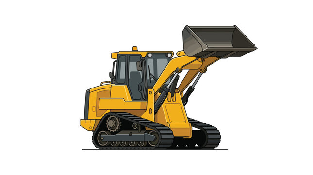 Yellow Track Loader Construction Machine Illustration Isolated on White Background