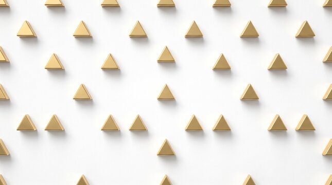 Geometric gold triangular pattern on clean white background for modern design projects