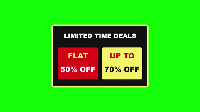 Promotional Sale Banner with Limited Time Deals and Discount Percentages on Green Background