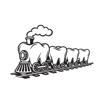 
The train turned into molar teeth.