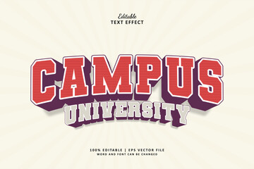Campus University Editable Text Effect Style 3d Vintage Old
