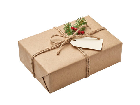 Sustainable Christmas Gift Package with Natural Kraft Paper and Twine