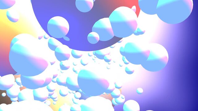 Fast Moving Bubbles in the Sky: A 3D animated motion graphic featuring translucent blue soap bubbles floating rapidly upwards against a bright, luminous sky background.