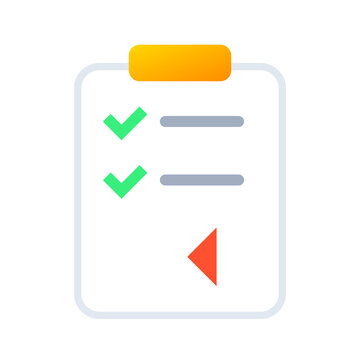 Clipboard with checkmarks for task completion and progress.