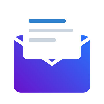 Digital mail icon with text content for communication and messaging.