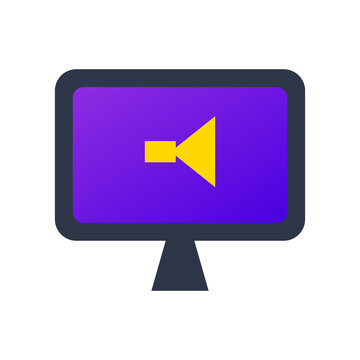 Computer monitor with play button icon on screen.